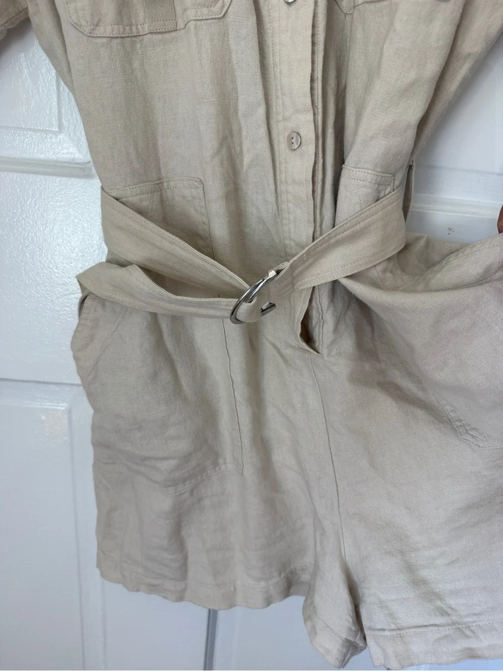 Zara Woman’s Beige Short-Sleeve Romper